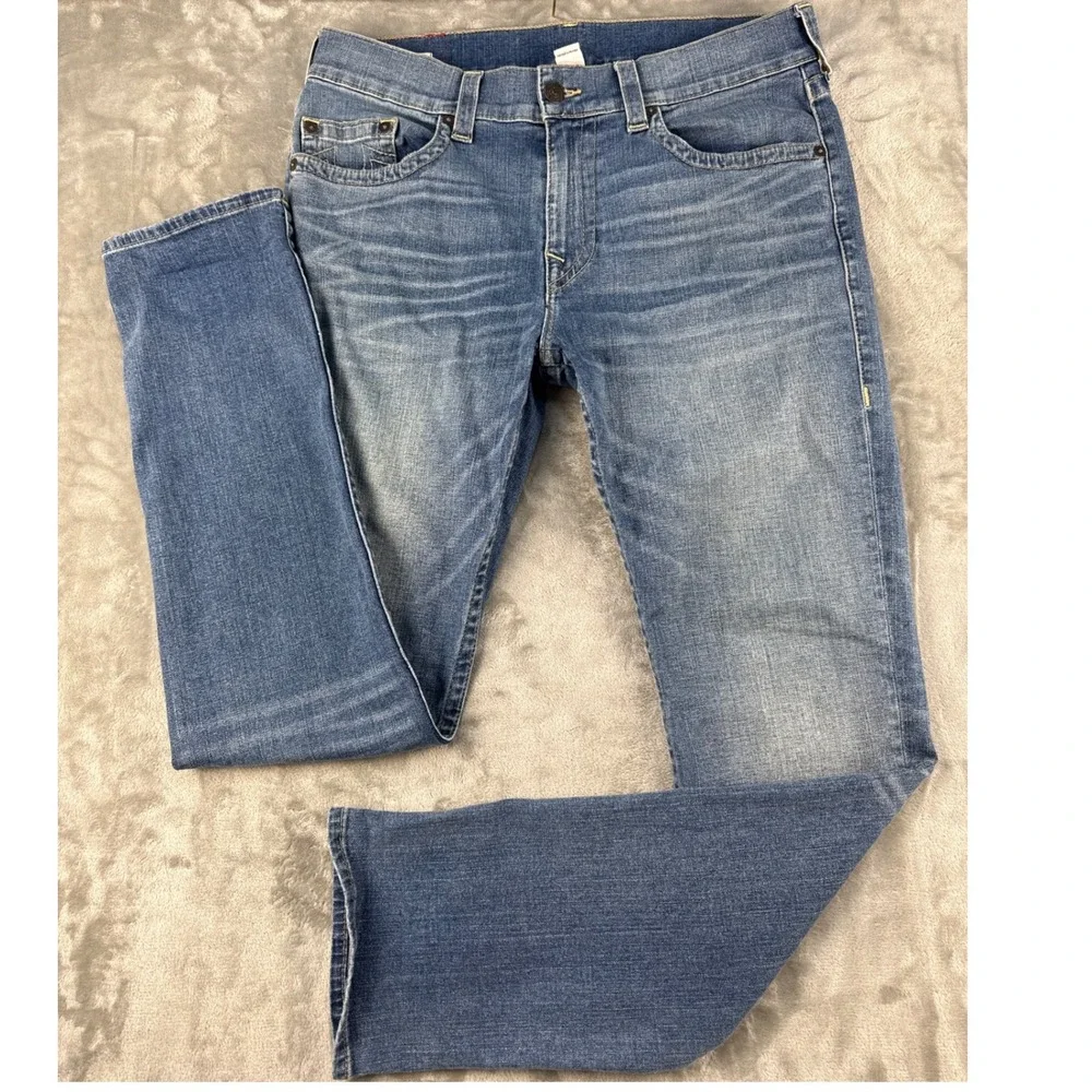 True Religion Jeans Mens 36 Geno No Flap SN Blue Americana Aqua EUC